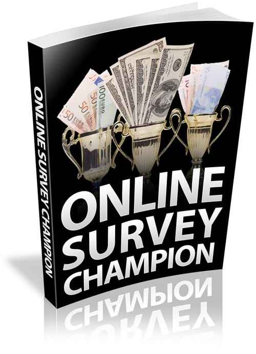 Online Survey Champion ebook cover with PLR MRR resell rights - digital download guide to earning money online via paid surveys