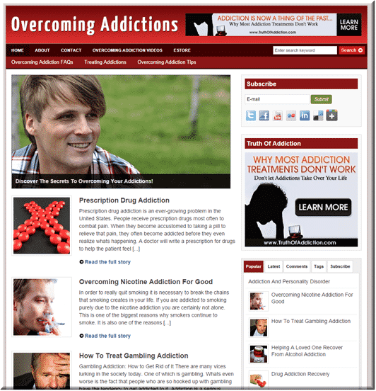 Ready-made overcoming addiction niche site with PLR resell rights for fast profit