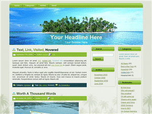 Palm Tree Island WP Theme with master resale rights – tropical WordPress design for beach resorts
