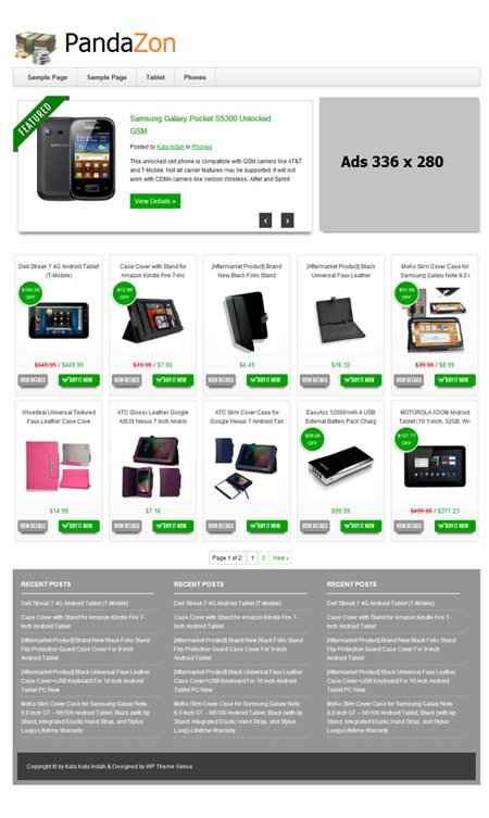 PandaZon WordPress Theme for Amazon affiliates - digital download with PLR MRR resell rights