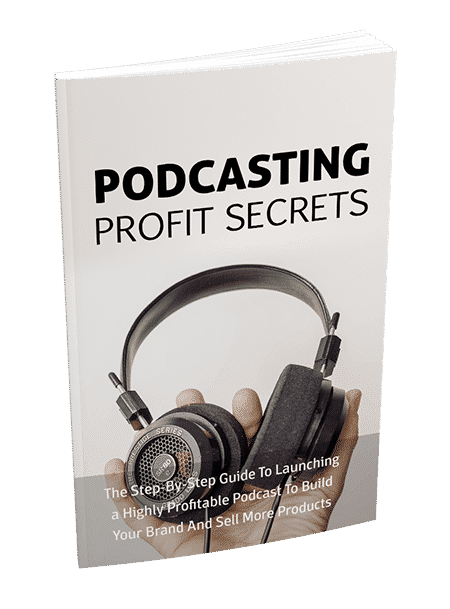 Podcasting Profit Secrets podcasting course blueprint with microphone and checklist graphic