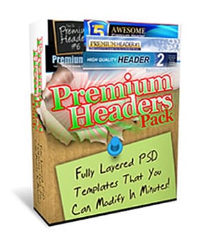 Premium header templates for websites and blogs with PLR MRR resell rights digital download