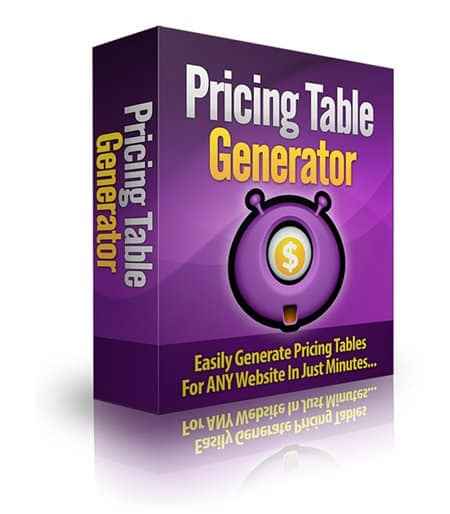 Pricing table generator software creating professional pricing tables with customizable features and PLR rights