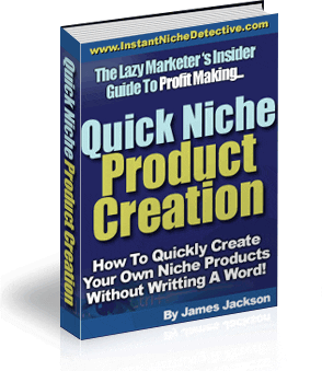 Quick Niche Product Creation digital guide cover image showing ebook and PLR resell rights illustration