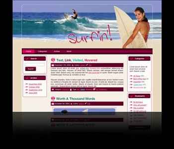 Surfing WP Theme with PLR/multimedia resell rights for beach and surf websites
