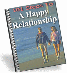Couple holding hands with book title 101 Steps To A Happy Relationship for digital PLR download