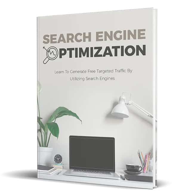 PLR SEO eBook cover showing search engine optimization strategies for digital download and resell rights