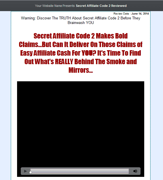 Secret Affiliate Code 2 - high-converting presell template for super affiliate success and digital profits