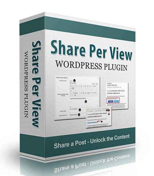 Share Per View WordPress plugin with resell rights - encourages social sharing for viral content growth