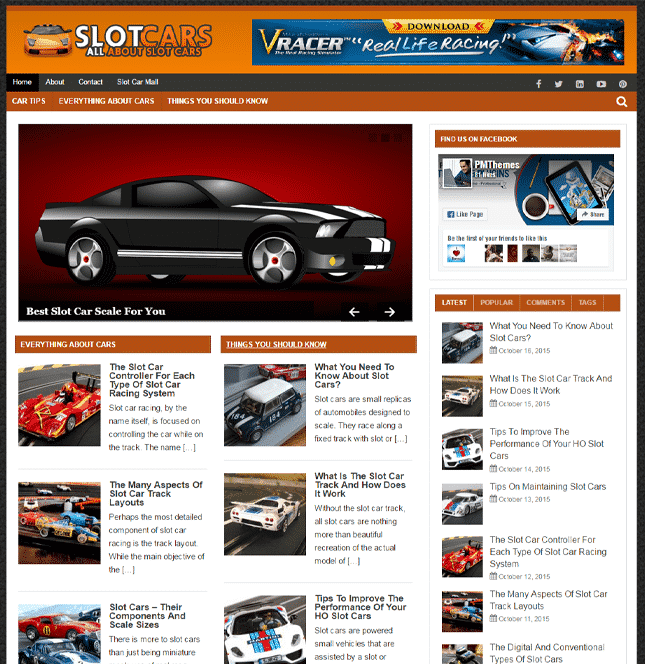 Slot cars PLR blog ready for digital download with resell rights – instant niche website setup