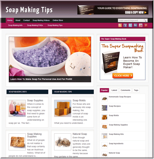 Soap Making Tips Pre-Made Blog ready for PLR resell – profitable niche website with full rights