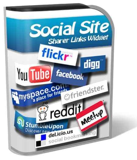 Social Site Sharer Links Widget – digital download with PLR/MRR resell rights for effortless social share links