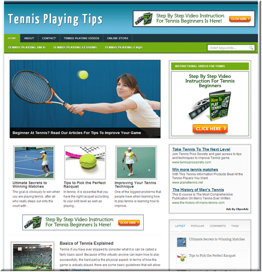 Tennis niche PLR site ready-to-use digital download with resell rights