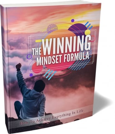 Winning mindset formula ebook cover with brain and success symbols for personal development