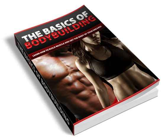 Bodybuilding ebook cover showing weight training and muscle development for resell rights