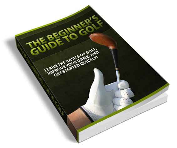The Beginner’s Guide To Golf digital PLR ebook cover with tips for new golfers