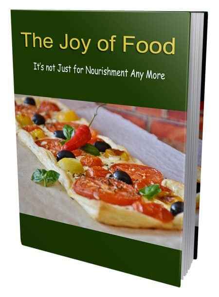 The Joy of Food digital PLR package cover image highlighting culinary passion and resell rights
