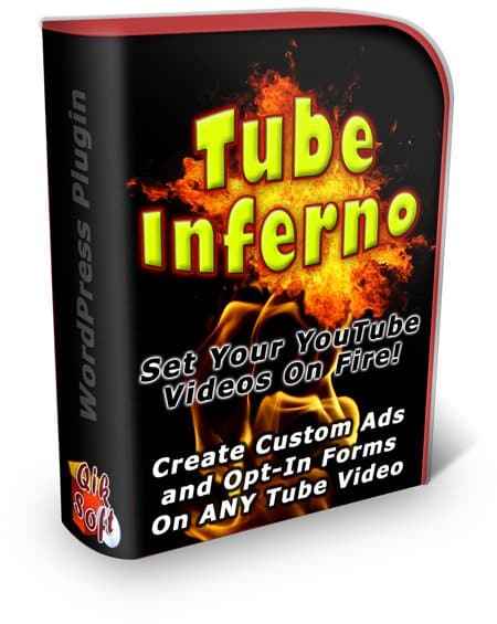 Tube Inferno WordPress plugin with custom ad overlay on YouTube video for monetization and opt-in forms