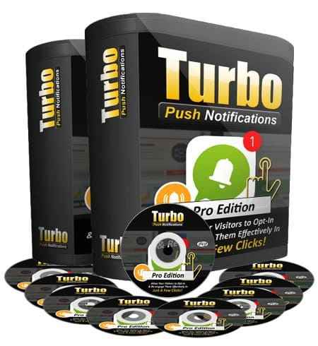 Turbo Push Notifications PRO software dashboard showing opt-in and re-engagement features