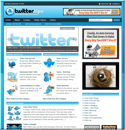 Twitter niche site PLR blog package ready to launch in minutes - digital download with resell rights