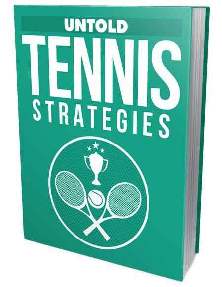 Untold Tennis Strategies – digital ebook cover showing a tennis player serving on a court