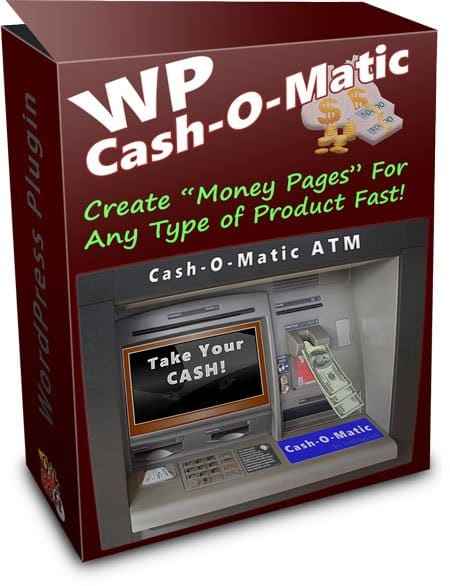 WP Cash-O-Matic plugin dashboard with product page builder for affiliate marketing and PLR resell rights