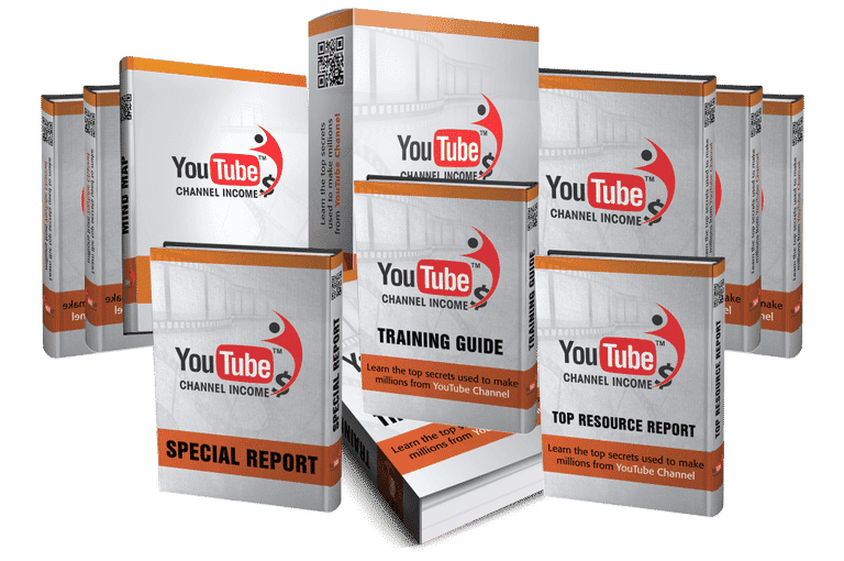 YouTube channel income PLR eBook cover showing revenue growth and video marketing strategies