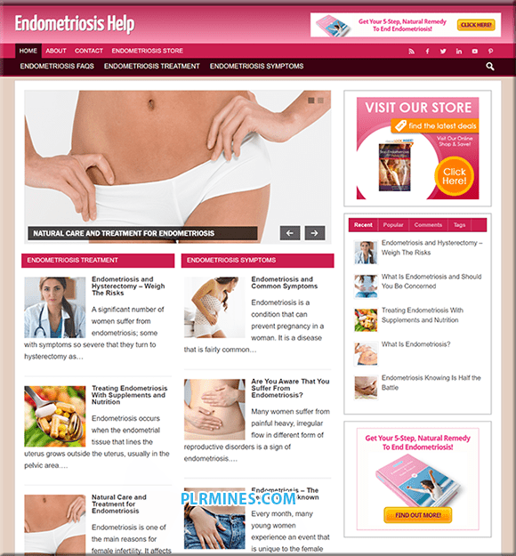 Profitable endometriosis help PLR blog ready to install with resell rights and monetization options
