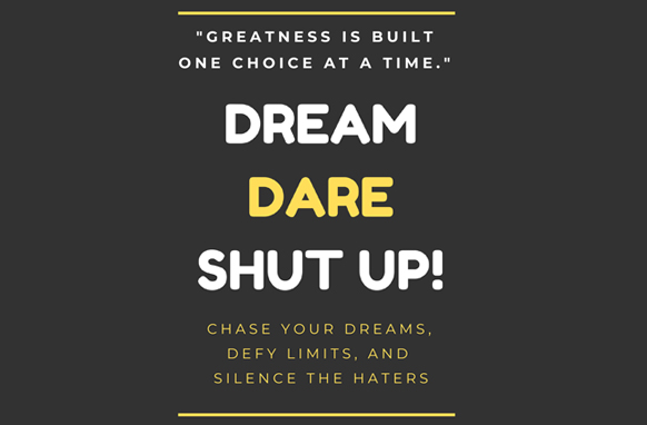 Dream Dare Shut Up ebook PLR funnel cover with copy-paste content system for online income